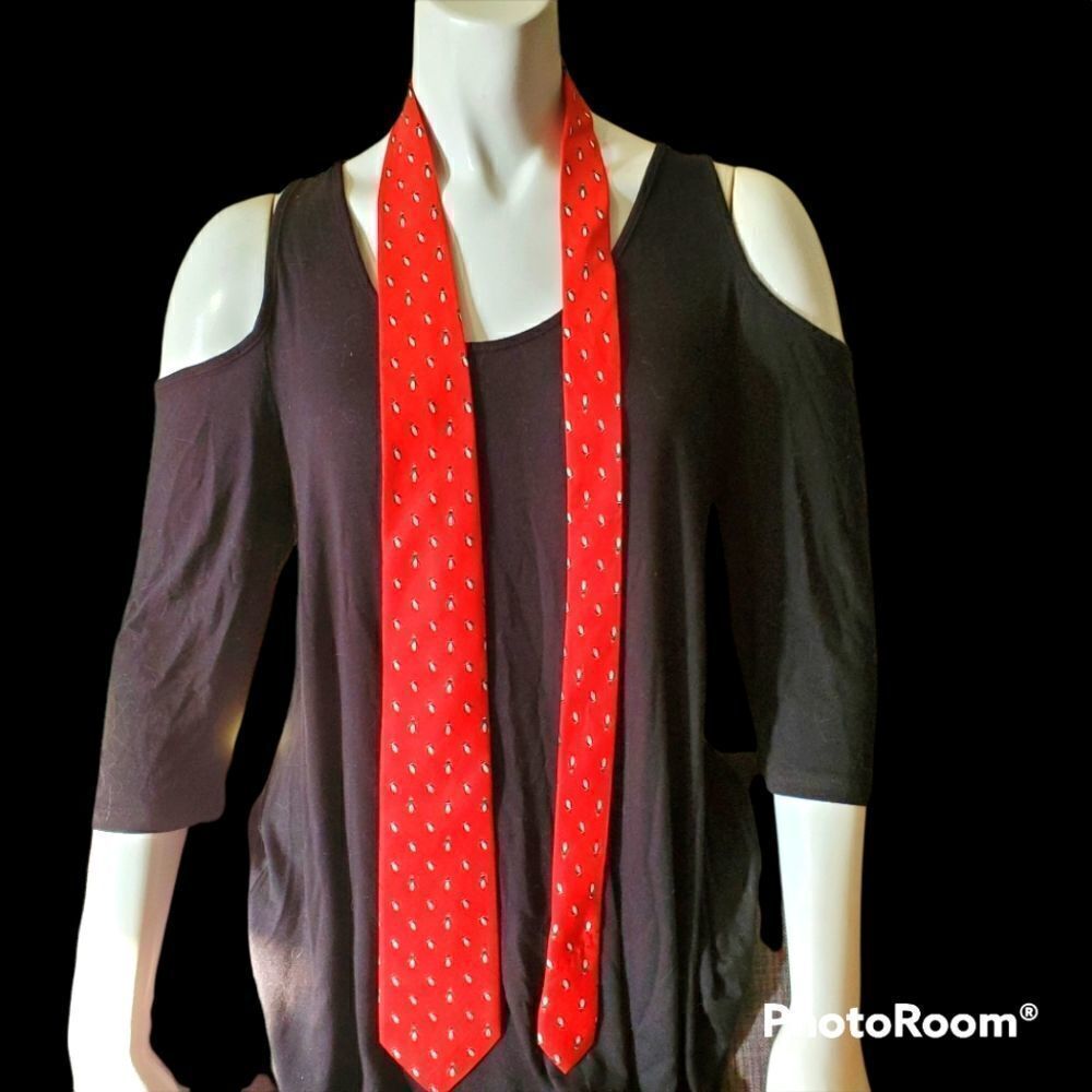 Tommy Hilfiger Red Penguin Silk Tie